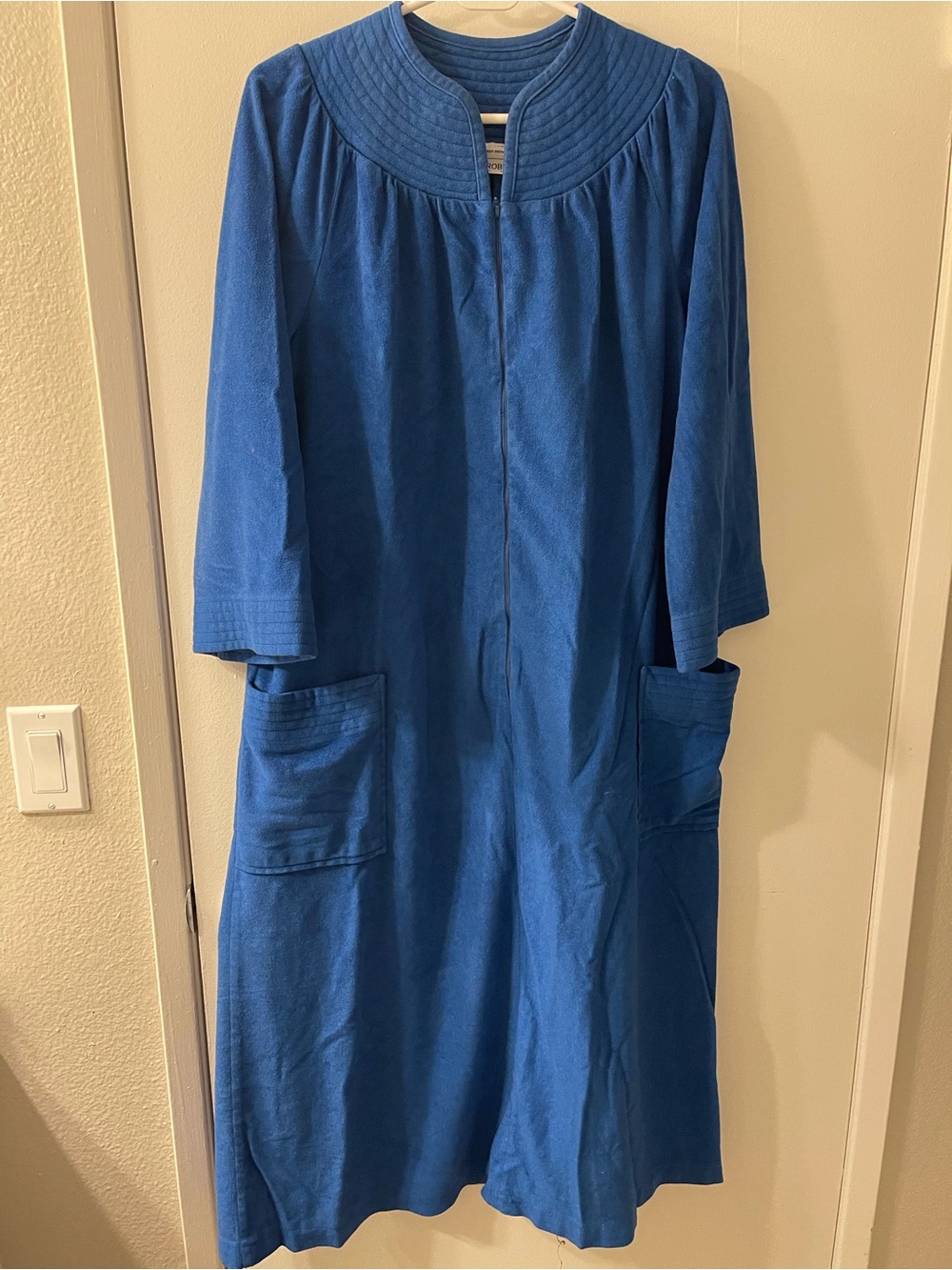 jcpenney Blue Quilted Robe with Ribbed Texture